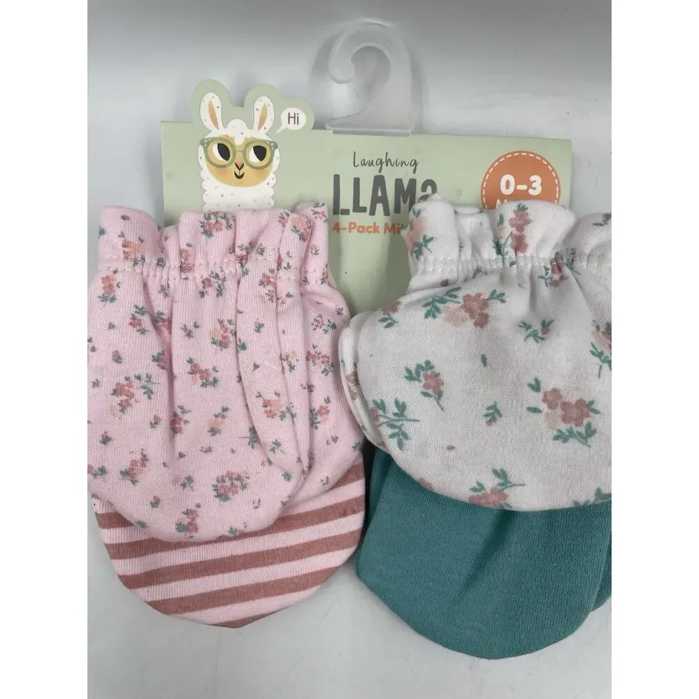 Baby Anti-scratch Cotton Mittens Size 0-3 & 0-6 Months Set Of 2 NEW!